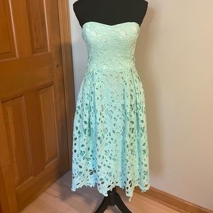 Strapless mint green dress